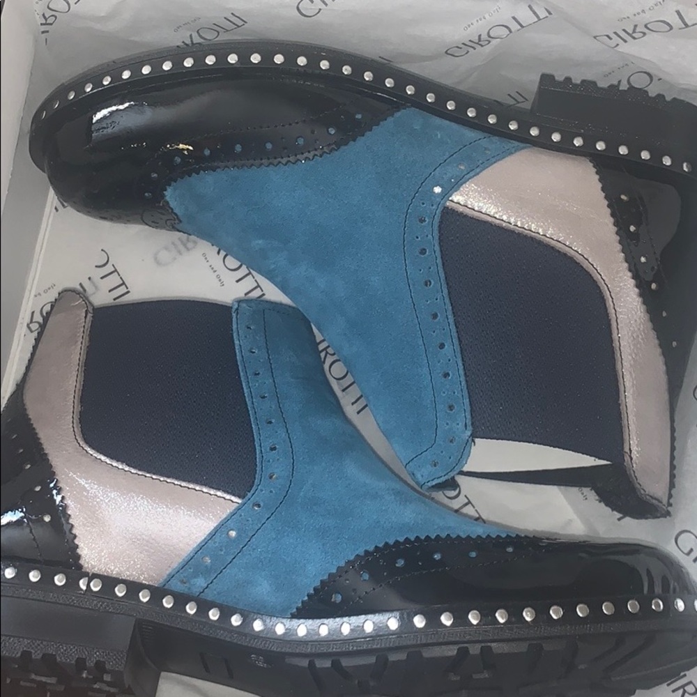 Blue and Silver Girotti Italian Ankle boots